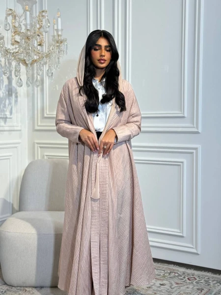 عبايه كريب معفس بلون البيج C:6505 beige