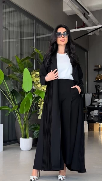 عبايه كريب بليزر اسود C:2001 BLACK