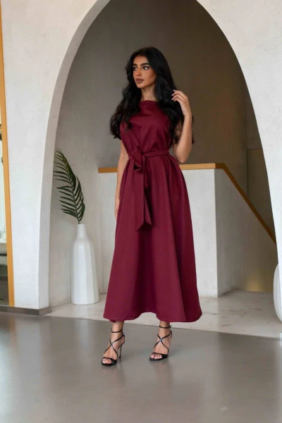 Burgundy Crepe Dress C:105 burgundy