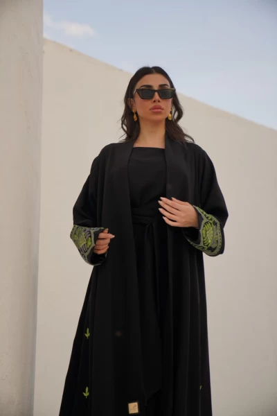 ABAYA CREPE WITH EMBROIDERY  C:6388
