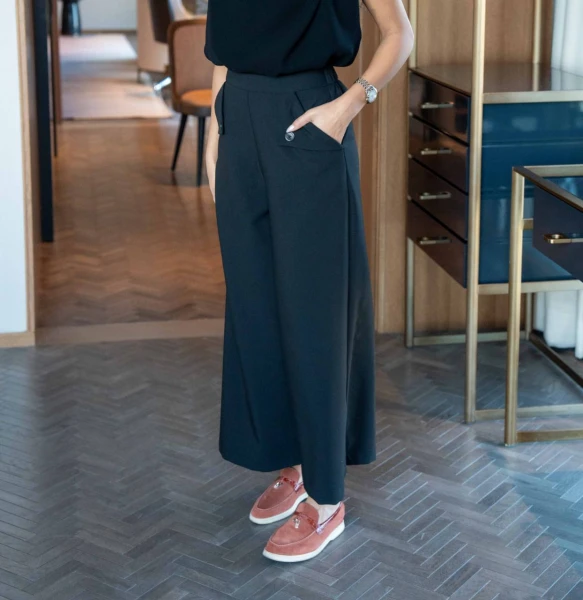 Black Crepe Trousers C:181 Black pants