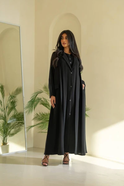 Crepe Abaya in black color C:6545 black