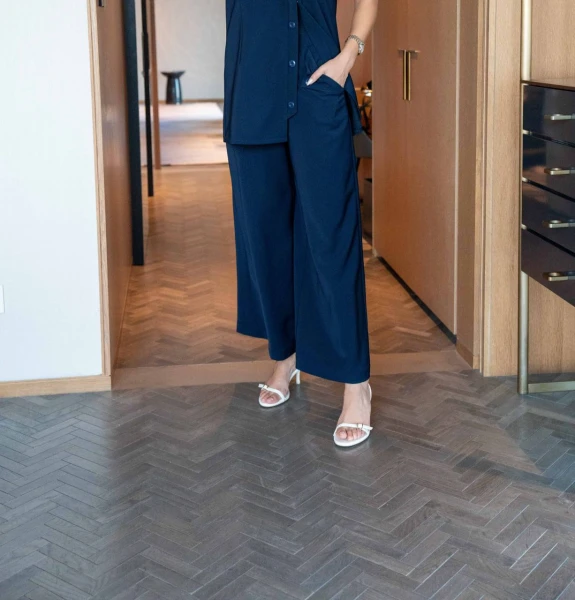 Navy Crepe C:181 Blue Pants