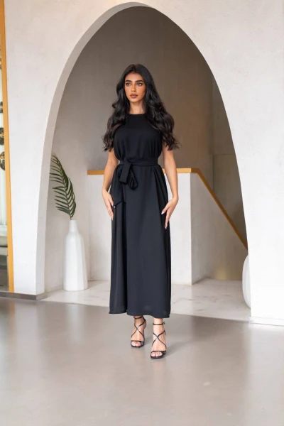 Crepe dress in black C:105 Black