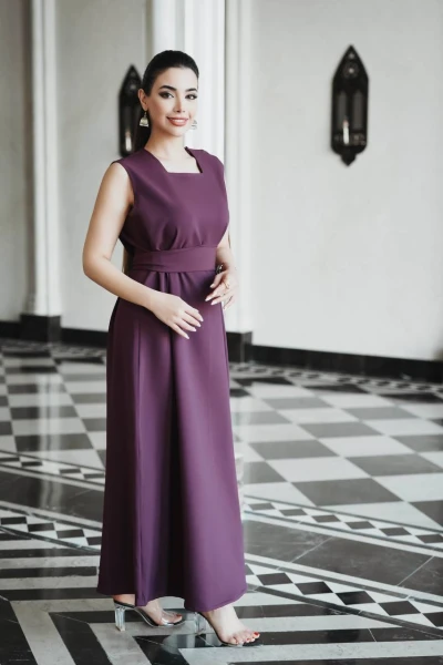 Burgundy crepe dress C:106 Burgundy