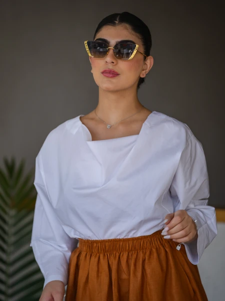 بلوزه ابيض قطن C:BL1583-White