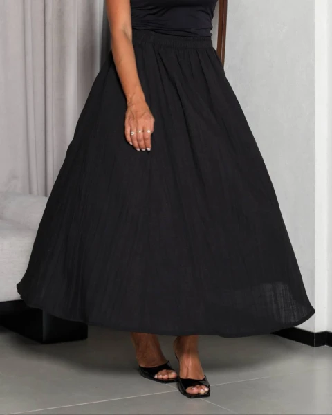 Linen Black Skirt C: SL1579