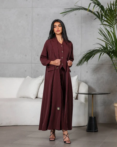 Burgundy Blazer Abaya C:6566