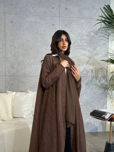 عبايه كريب معفس بني C:6505 Brown