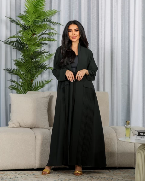 ABAYA CREPE WITH PLEATED  C:6406GREEN