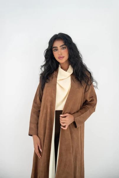 عباية بخام كريب جاكار باللون العسلي C:6645 Brown