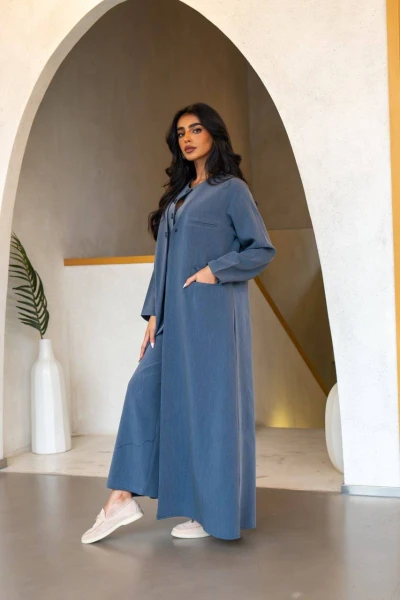 Sky Blue Blazer Abaya C:6495