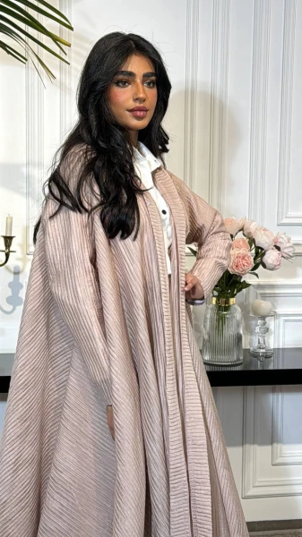 عبايه كريب معفس بلون البيج C:6505 beige