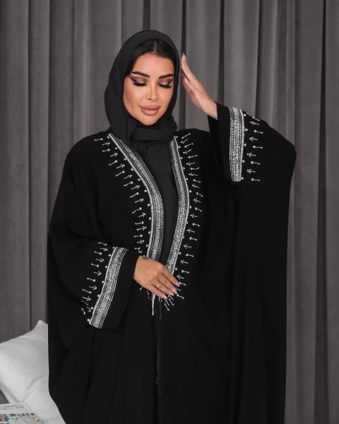 عبايه بشت كريب مع شك يدوي 6300