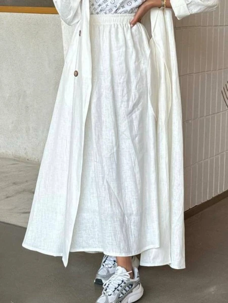 White Linen Skirt SL1578 White