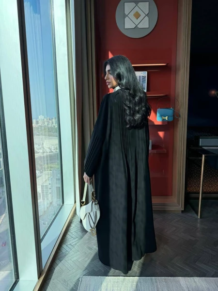 Crepe Abaya in Black C:6513 Black