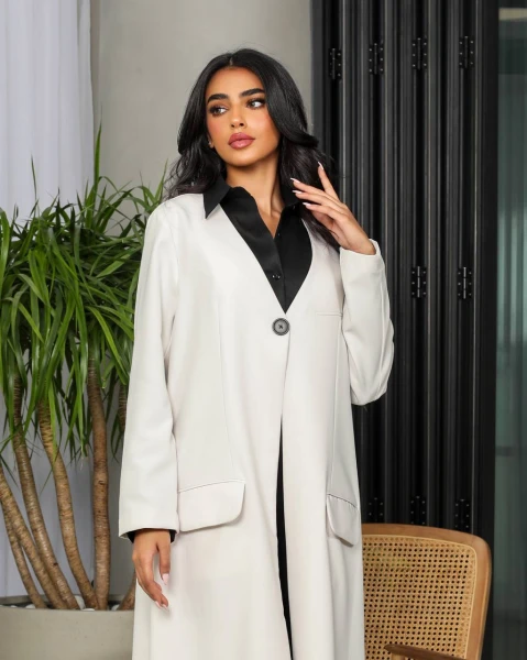 Crepe Abaya in white color: 6495white