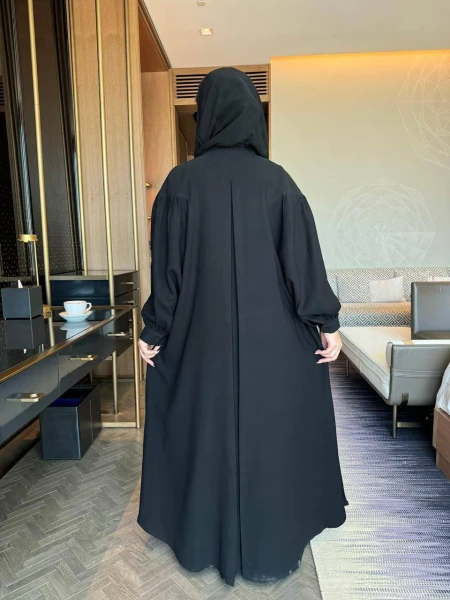 عبايه كريب فري سايز اسود C:6512