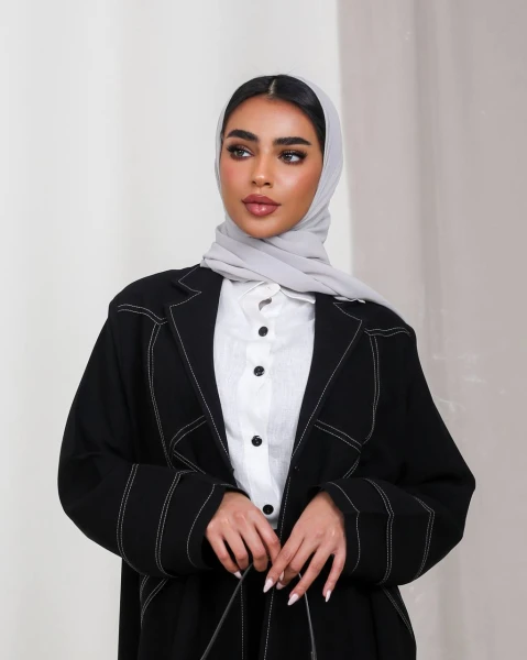 عبايه بليزر قماش كريب اسود C:6492