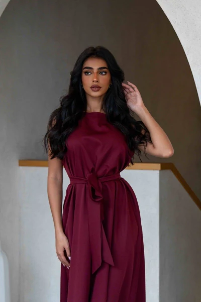 Burgundy Crepe Dress C:105 burgundy