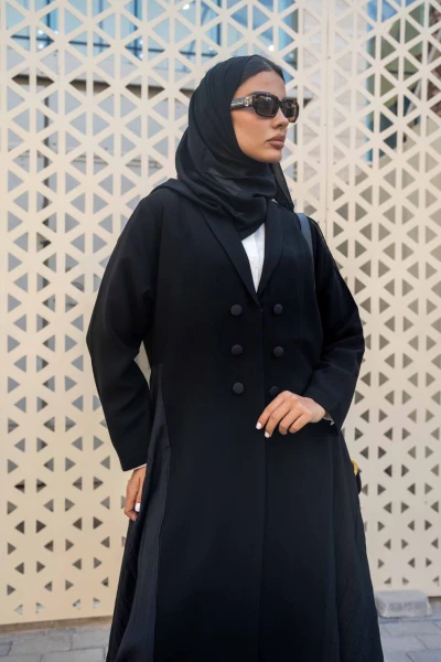 عبايه كريب بلون الاسود C:6553