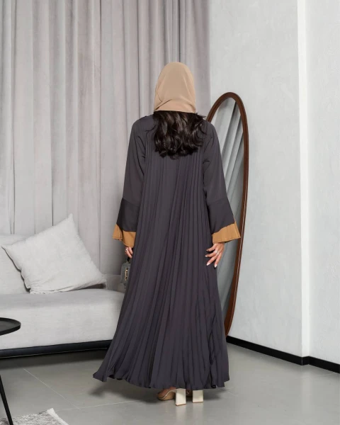 عبايه كريب بلون الرمادي C:6475 Gray