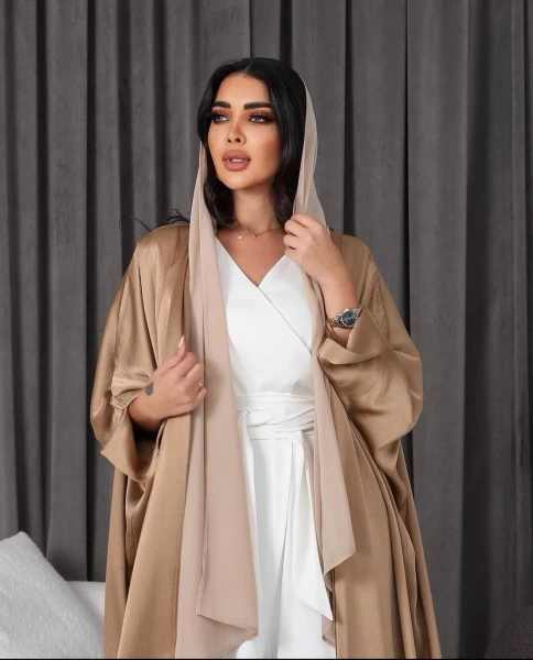عبايه بشت كريب حرير  C:6333 BODYROSE