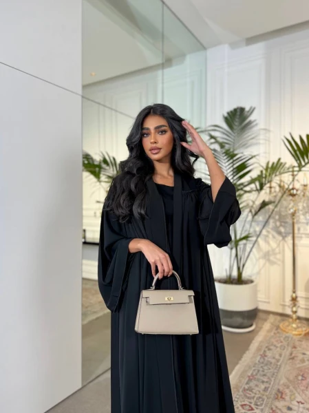 عبايه خام ندى مع كريب C:6522 Black