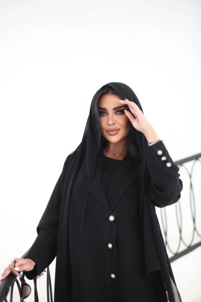 عبايه كريب كوبا اسود C:6519