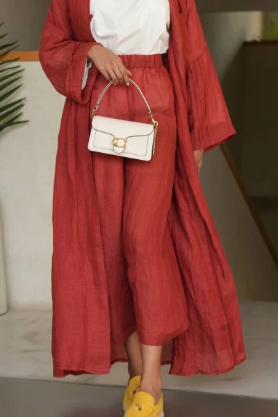 بنطلون لينن احمر C:PL1554-red