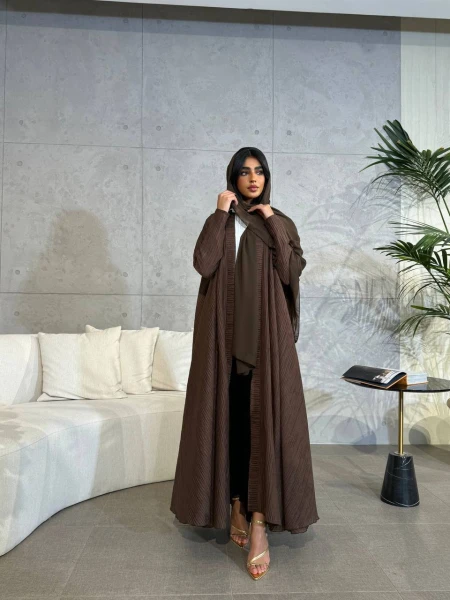 عبايه كريب معفس بني C:6505 Brown