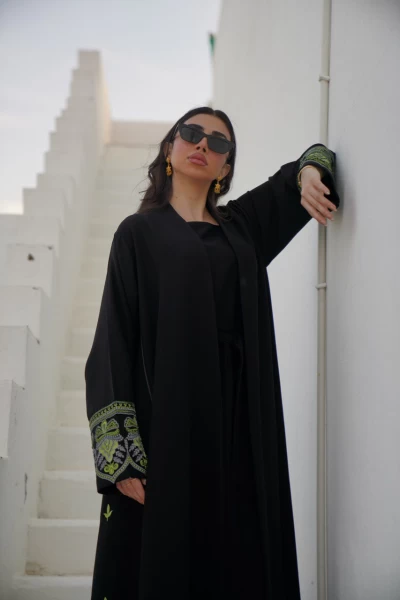 ABAYA CREPE WITH EMBROIDERY  C:6388