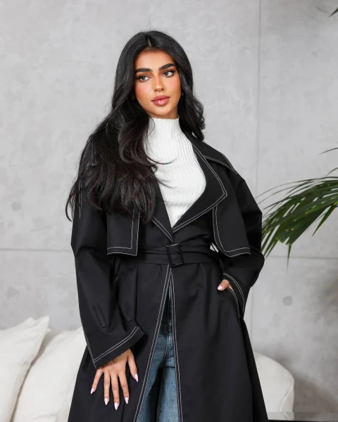 Abaya Blazer with Trench Coat in Black C:6565 Black