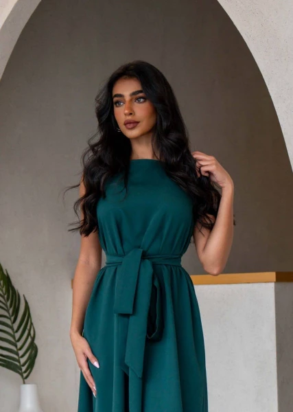 Green Crepe Dress C:105 Green