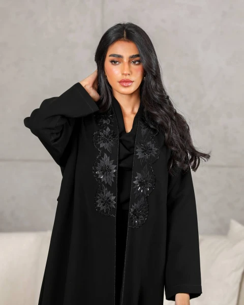 Crepe Abaya with  Embroidery C:6507