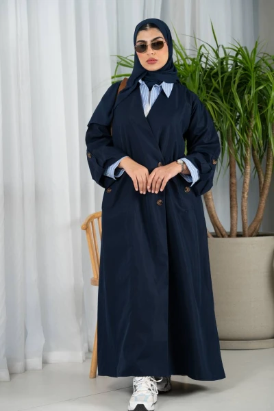 Navy Trench Coat Blazer C:6549