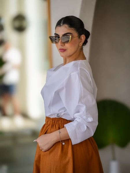 بلوزه ابيض قطن C:BL1583-White