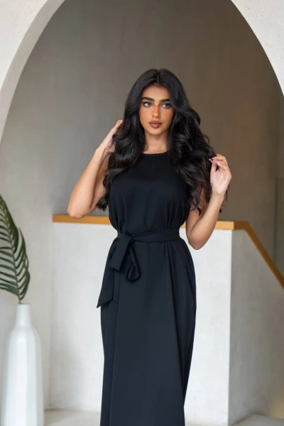 Crepe dress in black C:105 Black