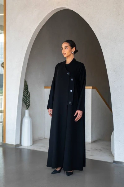 عباية كريب باللون الاسود  C:6586 Black