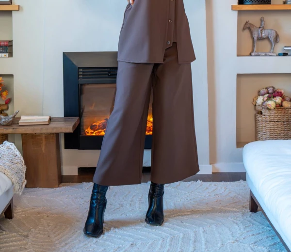 بنطلون كريب بلون البني C:181 Brown