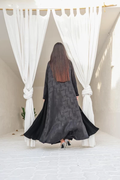 ABAYA CREPE WITH PLEATED  C:6419BLACK