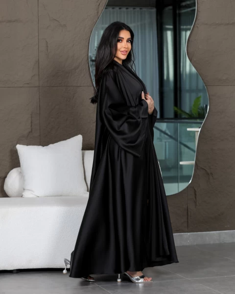 عبايه بشت كريب حرير  C:6436