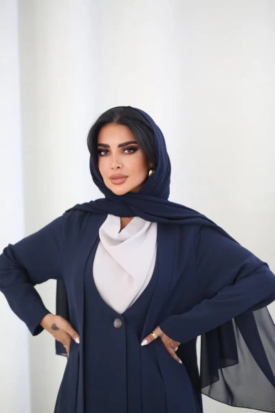 Abaya Blazer Crepe  C:6489 Blue