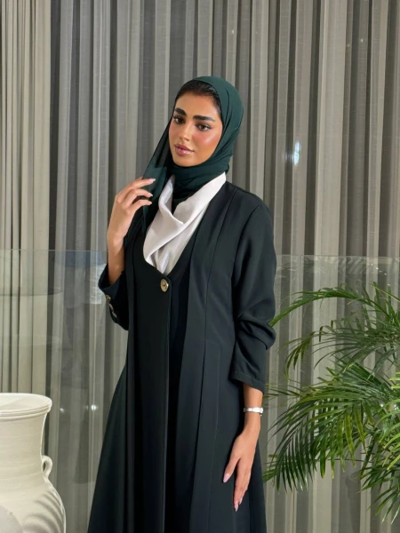Abaya Blazer  Crepe C:6489 Green