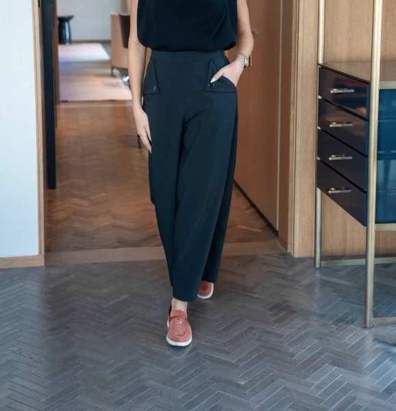 Black Crepe Trousers C:181 Black pants