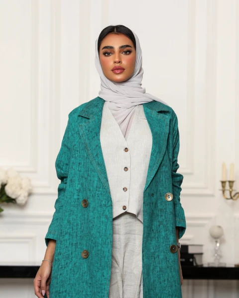 بليزر لينن لون اخضر C;6484GREEN