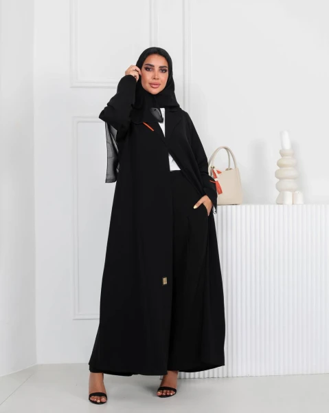 عبايه بليزر كريب بلون الاسود C:6540