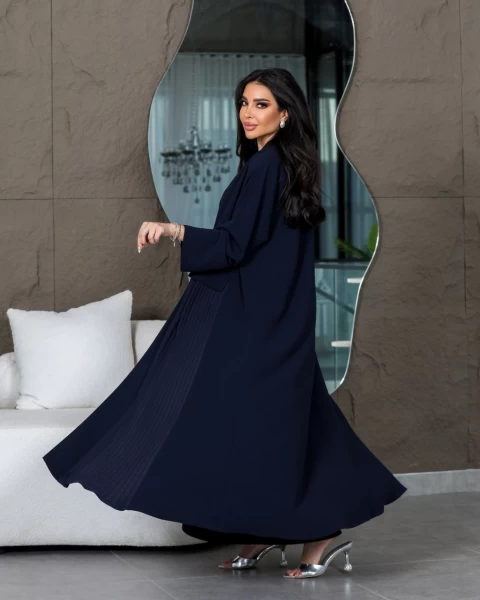 ABAYA CREPE WITH PLEATED   C:6406 DARK BLUE