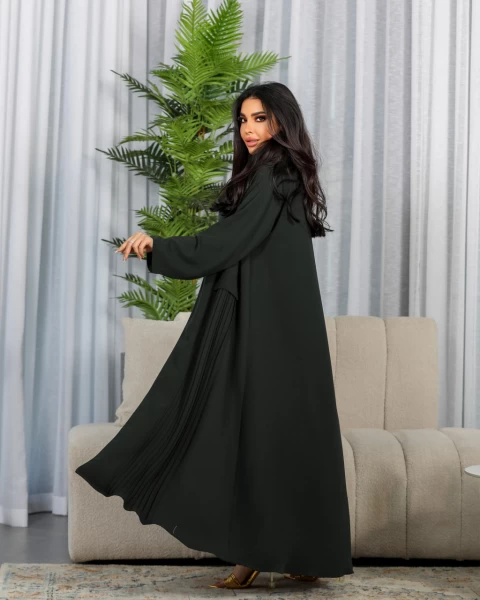 ABAYA CREPE WITH PLEATED  C:6406GREEN